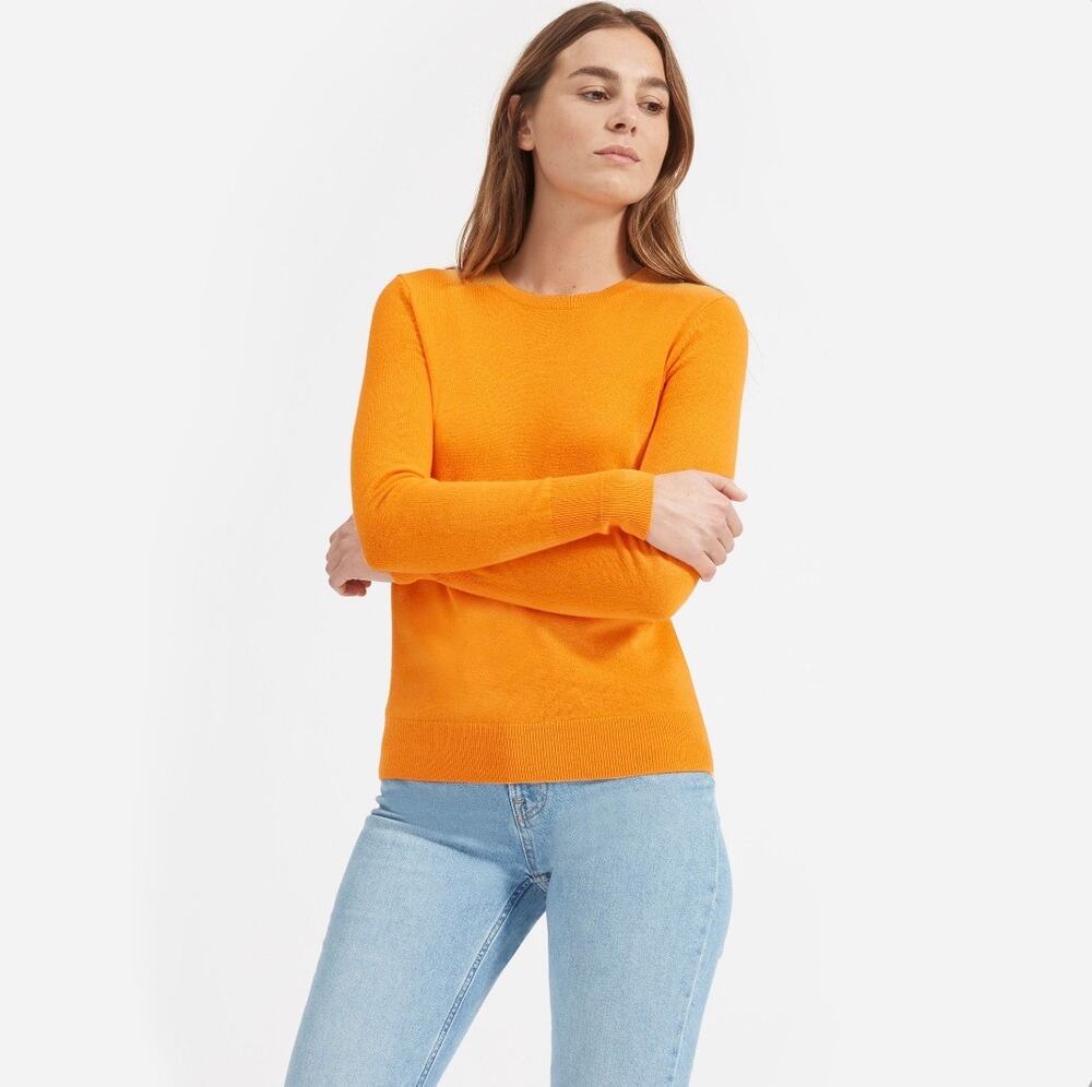 Everlane Cashmere Crew Neck Long Sleeve Sweater Size S Small Mustard